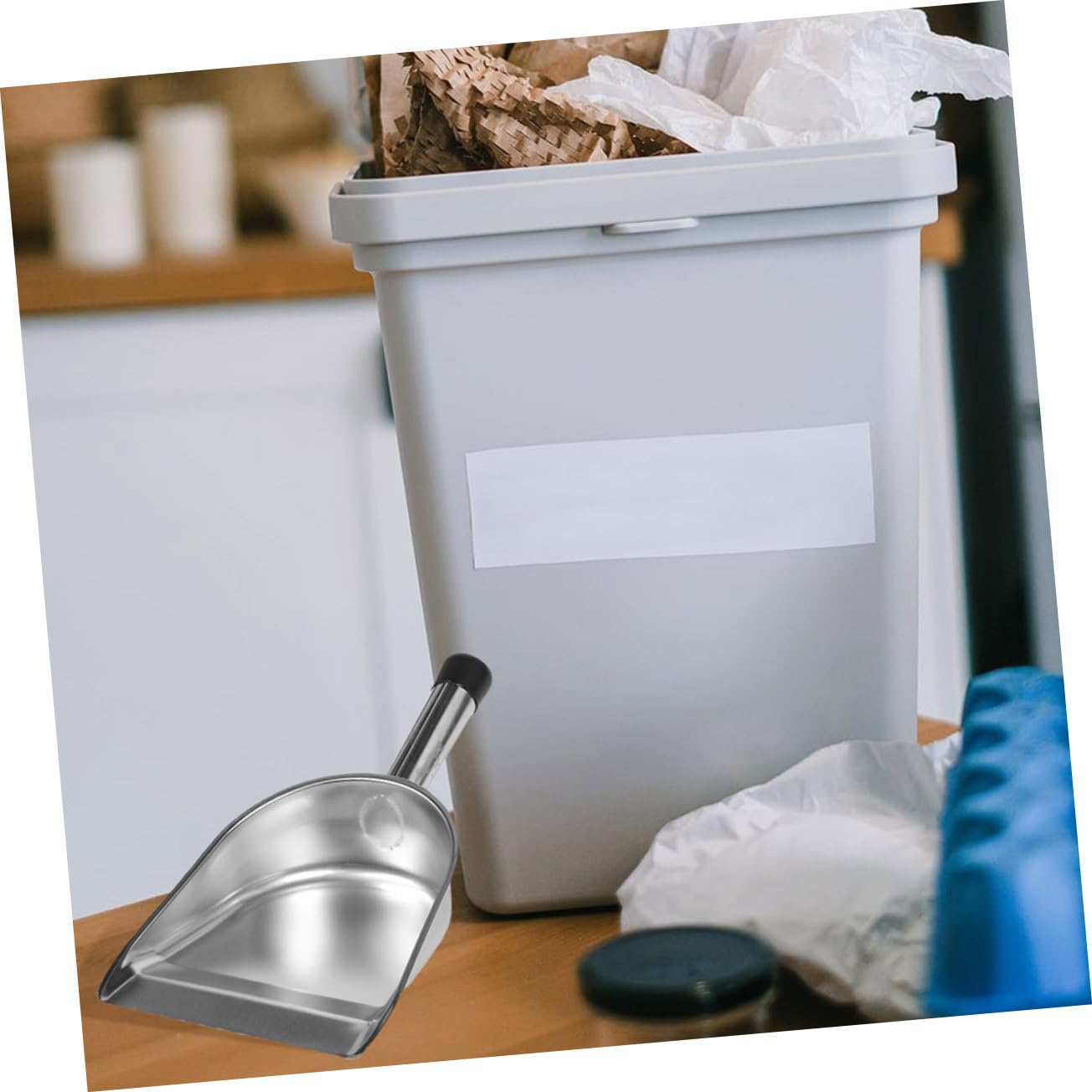 Edelstahl Handkehrschaufel mit Ergonomischem Griff, Silber