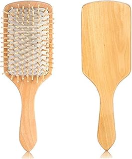 فرشاة شعر مجداف خشبية طبيعية من Genericb ، فرشاة لفك تشابك الشعر للنساء والرجال ، أداة تصفيف الشعر في الصالون المنزلي ، مشط تدليك فروة الرأس ، مضاد للكهرباء الساكنة يعمل على تقليل التجعد وتحفيز وتدليك