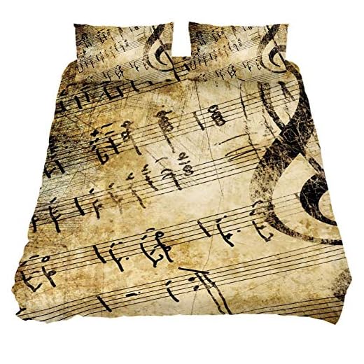 Eslifey Misic Notes - Juego de cama de 3 piezas con 2 fundas de almohada de 180 x 210 cm