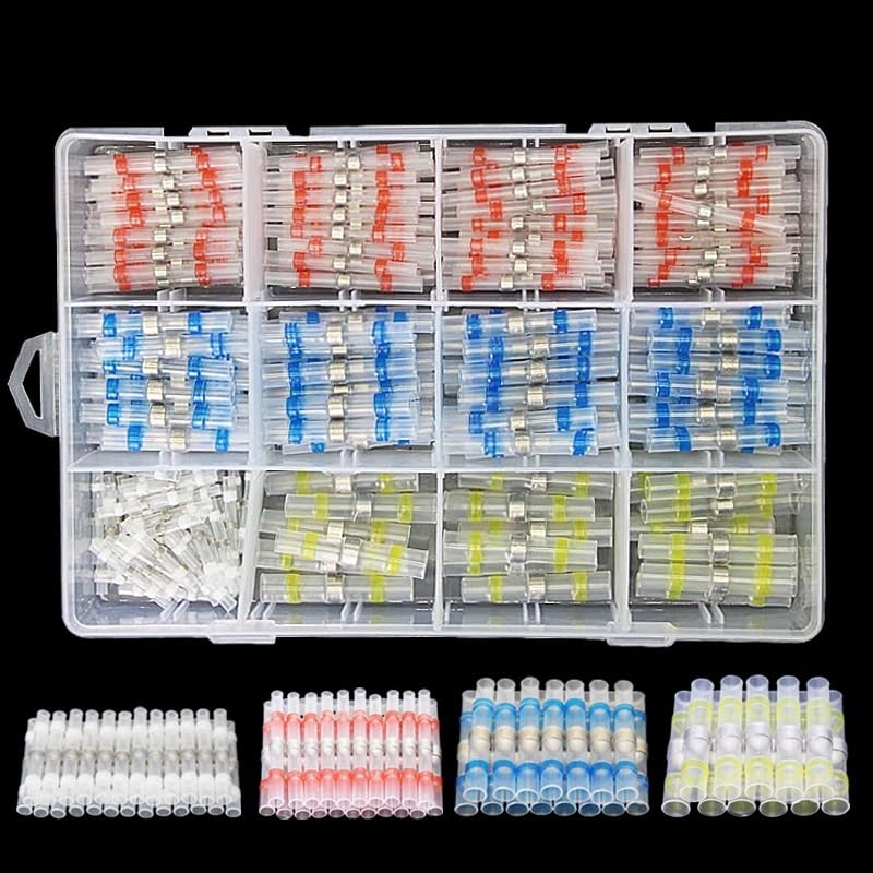 Box-Packed Thermal Shrinkage Electrical Car Wire Connector Solder Extrusion Terminals Block Cable Termination Wireway Clamping(300PCS Set Box)