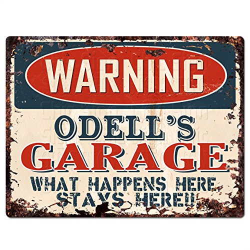Chic Sign Warning Odell’S Garage Tin Vintage Retro Rustic 9"x 12" Metal Plate Store Home Man Cave Decor Funny Gift