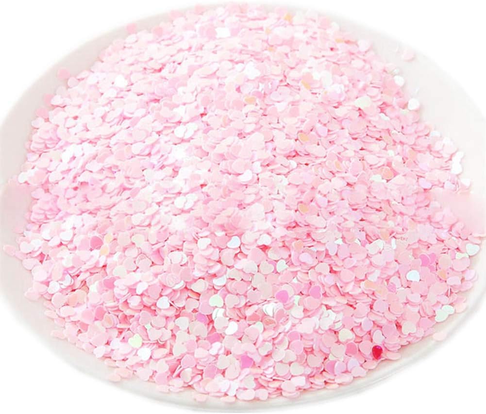 100g Iridescent Heart Shaped Confetti Glitter Sequins Flat PVC Star Mini Paillettes for Scrapbook Embellishment Cardmaking Jewelry Making Nail Manicure Wedding Birthday Party Decorartions (Pink) - Image 3