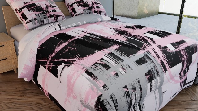 Feelyou Pink Navy Blue Graffiti Comforter Set For