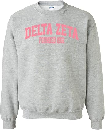 Mega Greek Delta Zeta Founded 1902 Crewneck Sweatshirt, Gray