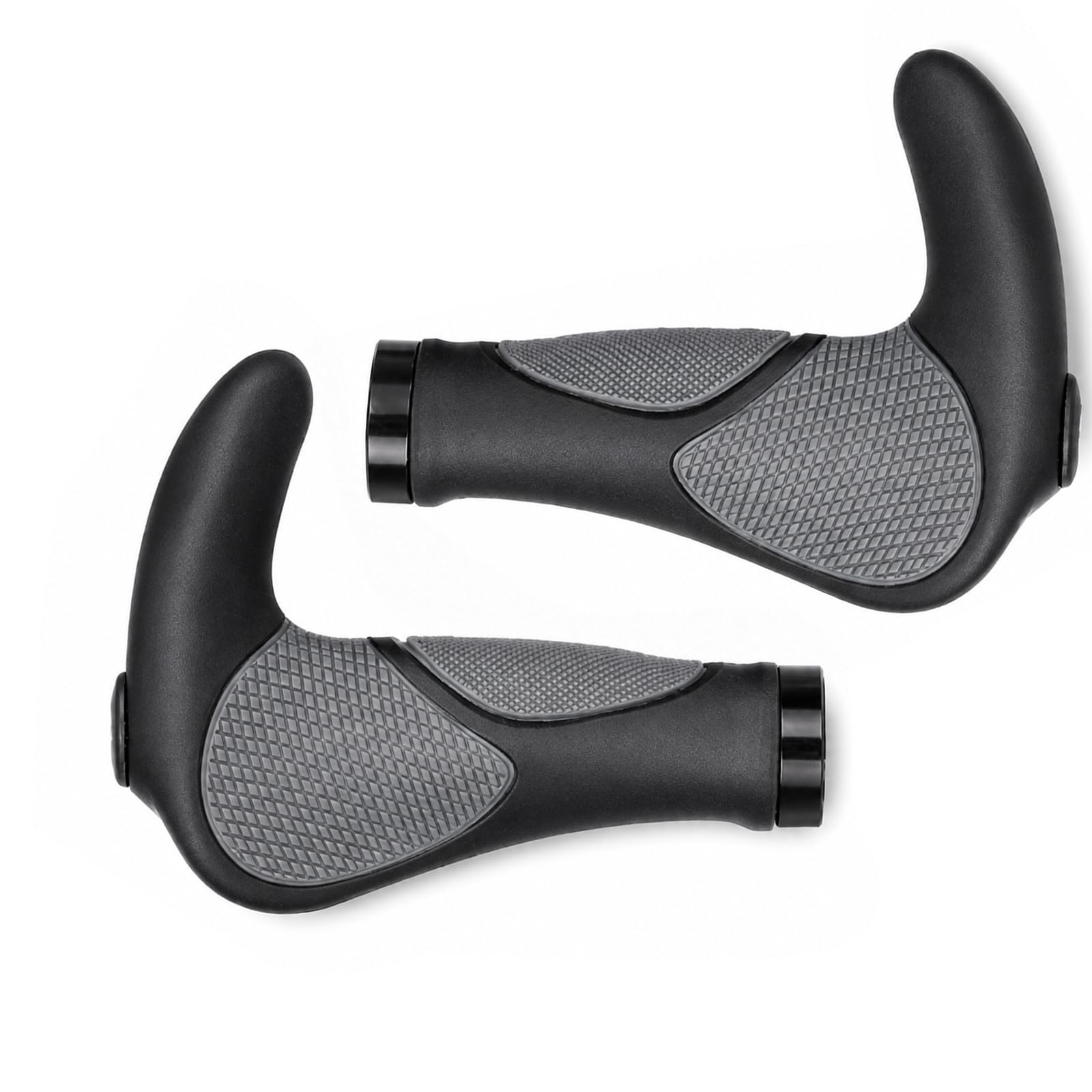 Bike Handlebar Grips, Micro Scooter Handles Grips, Mountain Bike Grips for Urban Commuting and Long-Distance Cycling, One Pair Universal Rubber Silicone Horn Style Handlebar Grips in Black
