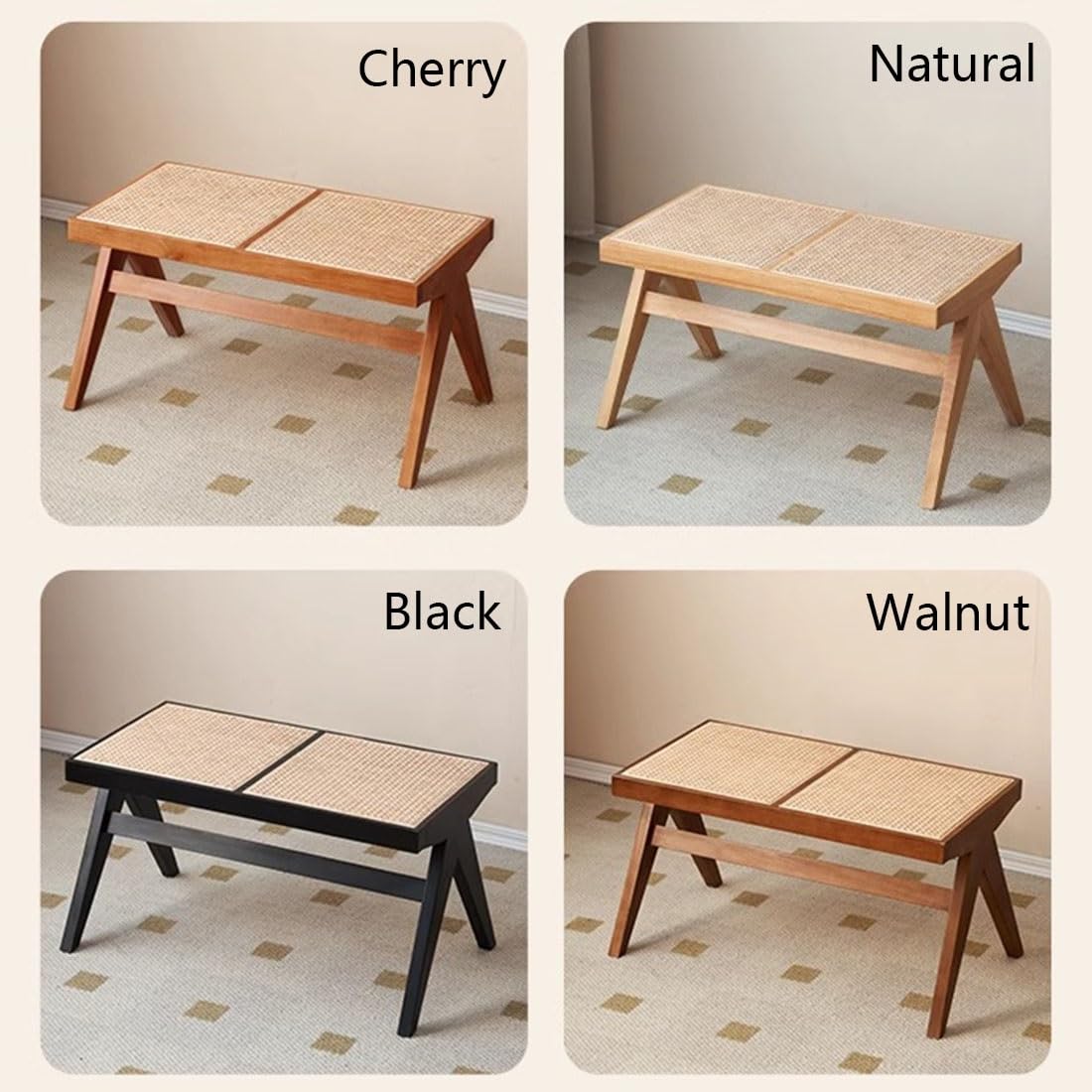 Generico Panca in Legno Massello 40/86/128/138 Cm, Panca Scarpiera da Ingresso Rustica, Sgabello Poggiapiedi da Pranzo con Gambe A V, Piccola Panchina per Soggiorno Corridoio(Walnut,86 cm/33.86 in)