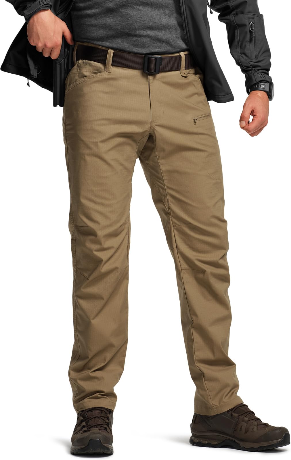CQR Men's Flex Stretch Tactical Pants, Water Resistant Ripstop Cargo Pants, Lightweight EDC Outdoor Work Hiking Pants — view 23