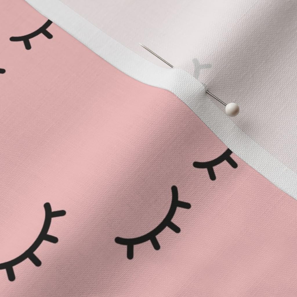 Spoonflower Fabric - Eyes Blush Kids Nursery Pastel Eyelashes Pink Girl Printed on Petal Signature Cotton Fabric by The Yard - Sewing Quilting Apparel Crafts Decor