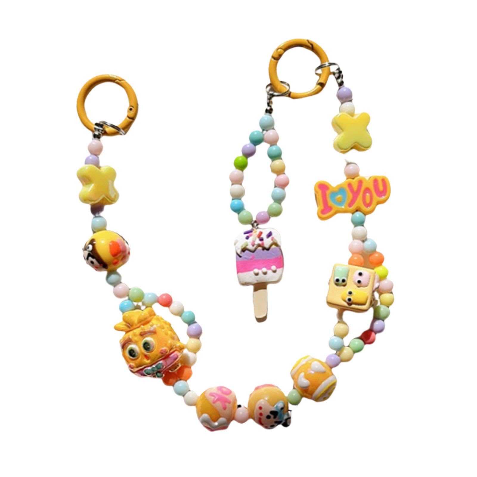 Keychain Keyring Phone Lovely Cute Beaded Phone Charms for Gift Kids Yellow-image-48