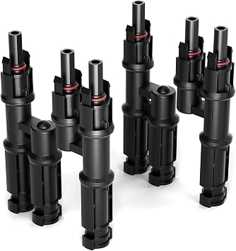 Y Solar Branch Connectors, 2 to 1 Parallel Adapter 2 Pair | Y Connector for Parallel Connection, Plug and Play, IP67 Waterproof, Compatible with Standard Solar Cables and Panels