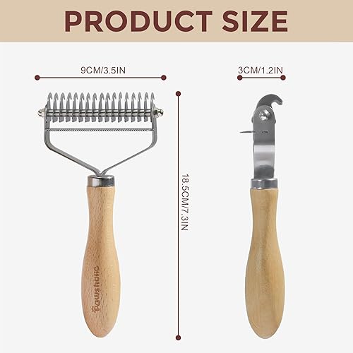 Miniatura 9 de PAWSHOLIC - Peine profesional para desprender mascotas, cepillo de metal de madera maciza para mascotas con herramienta de rastrillo de aseo de