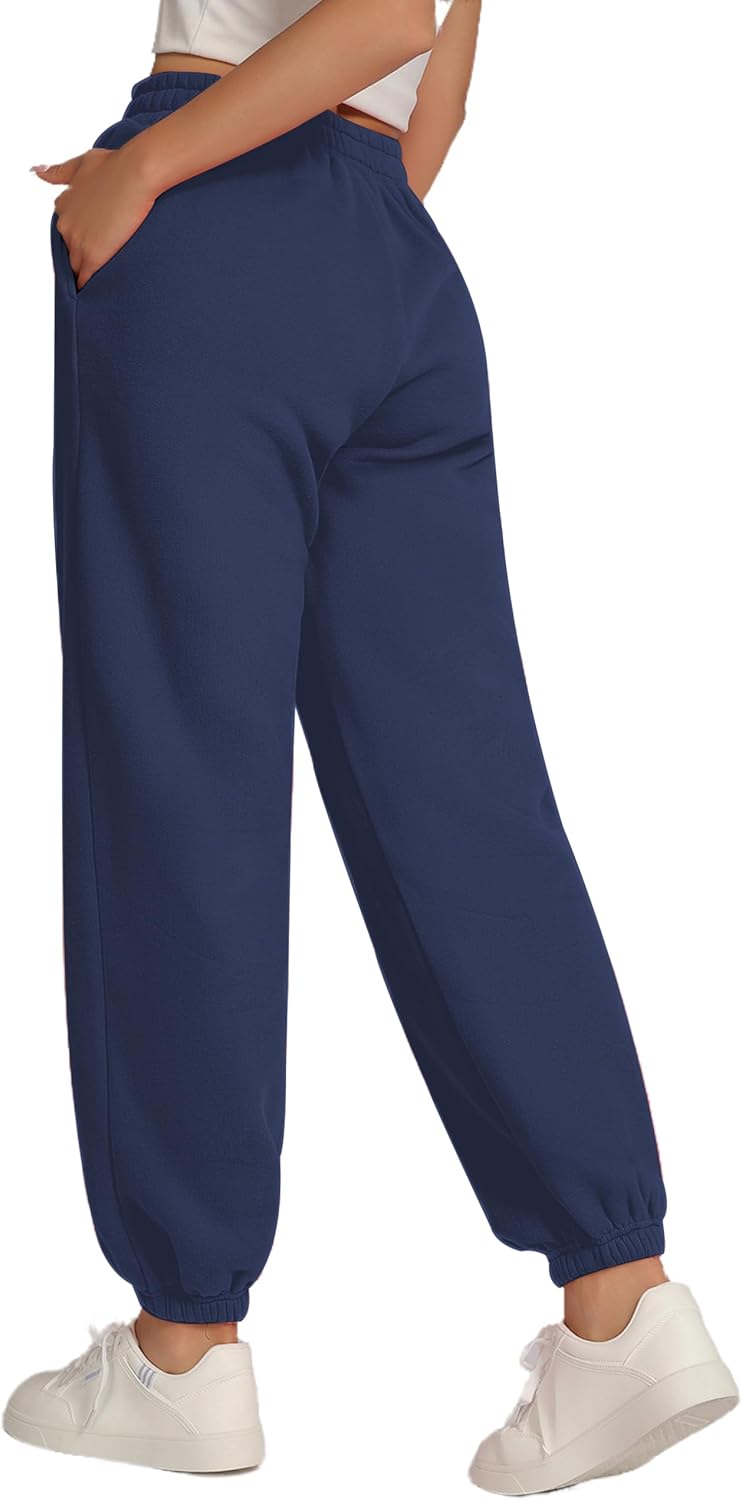 Women's Sweatpants Fleece Lined Baggy Joggers Sweat Pants High Waisted Lounge Cinch Bottoms with Pocket, S-XL - Image 3