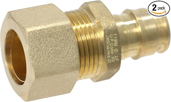 2 Pieces XFITTING 1/2" Pex A x 5/8" OD Compression Straight Adapter