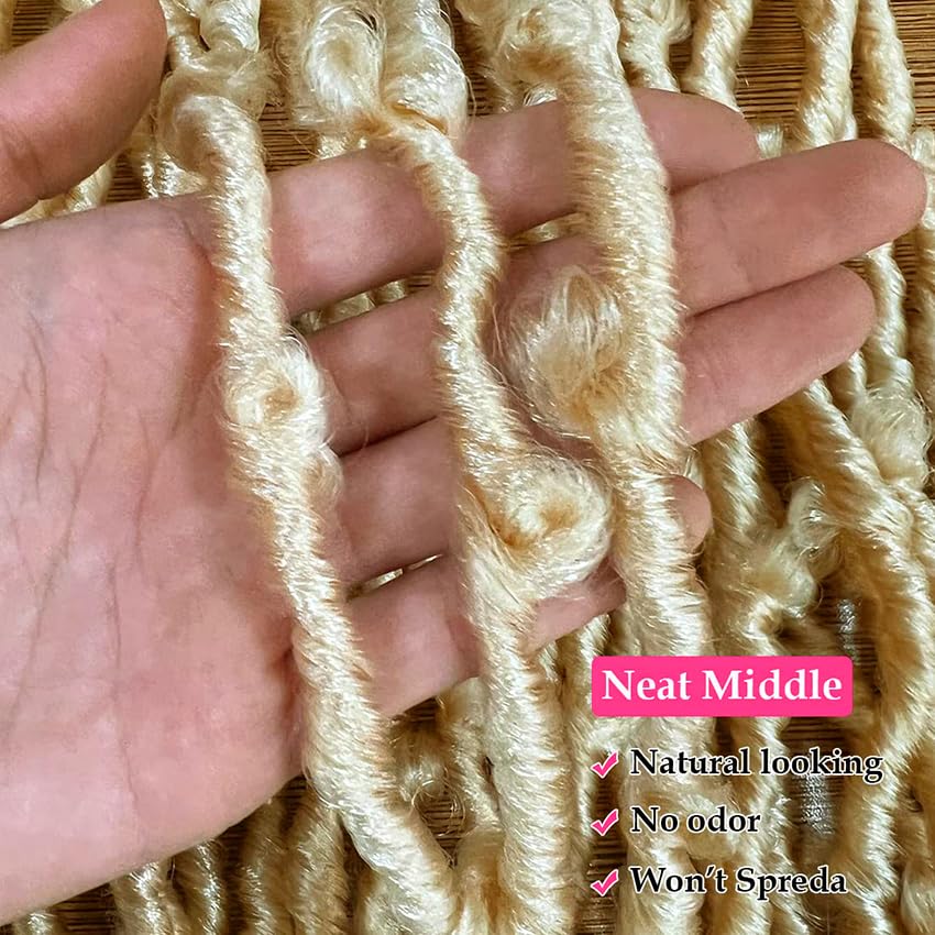 Supernova 7 Pcs Faux Locs Butterfly Locs Crochet Hair 22 Inch 613# Blonde Soft Locs Crochet Hair for Women Pre Looped Distressed Locs Synthetic Hair Bundles 7 Pcs Can Full a Head(22 Inch, 7Packs)