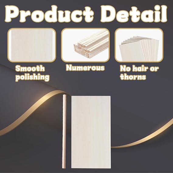 Balsa Wood Bundle,8 Sheets 20×10cm & 50Pcs 30cm Wood Sticks