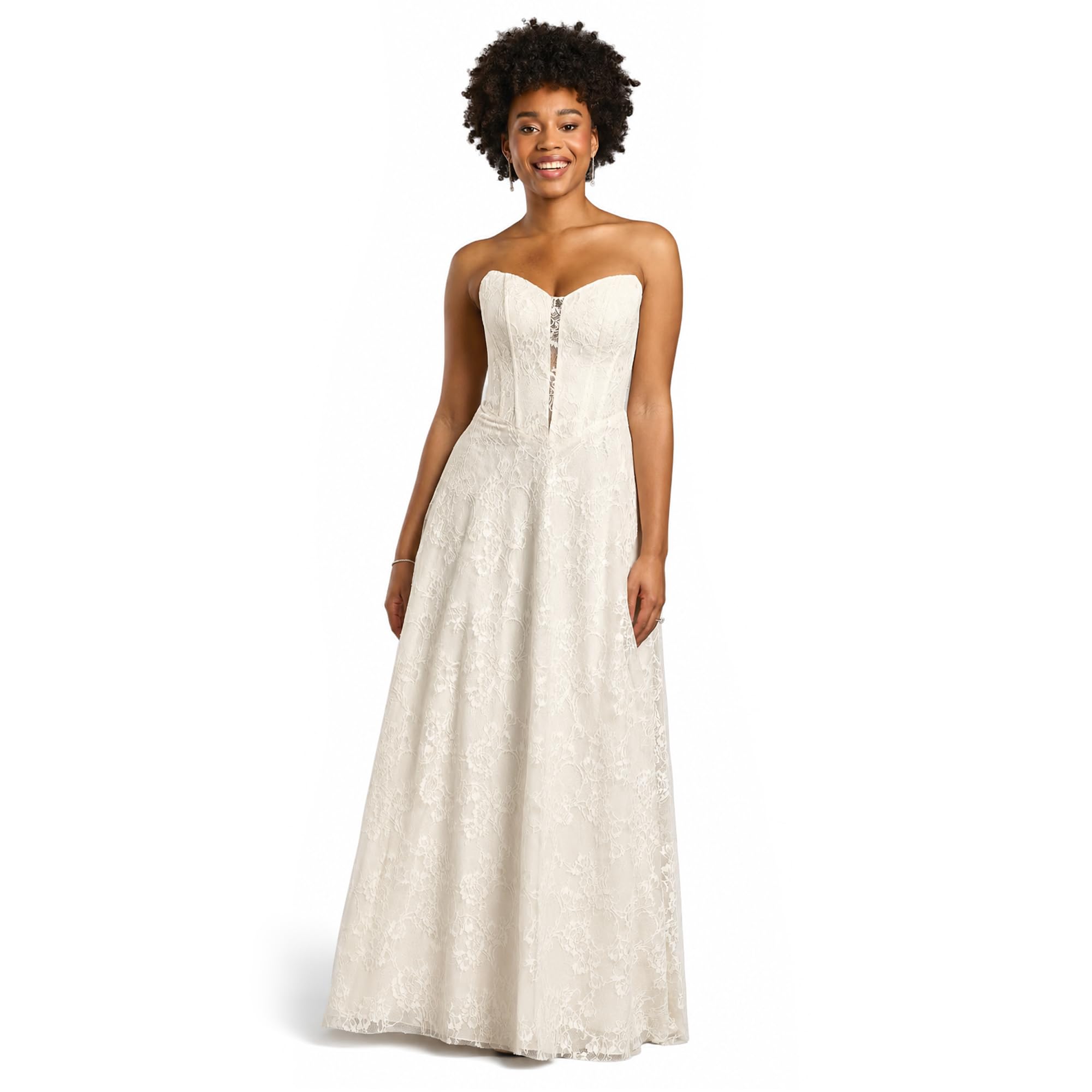 Photo 1 of David's Bridal Strapless Lace Corset Wedding Dress