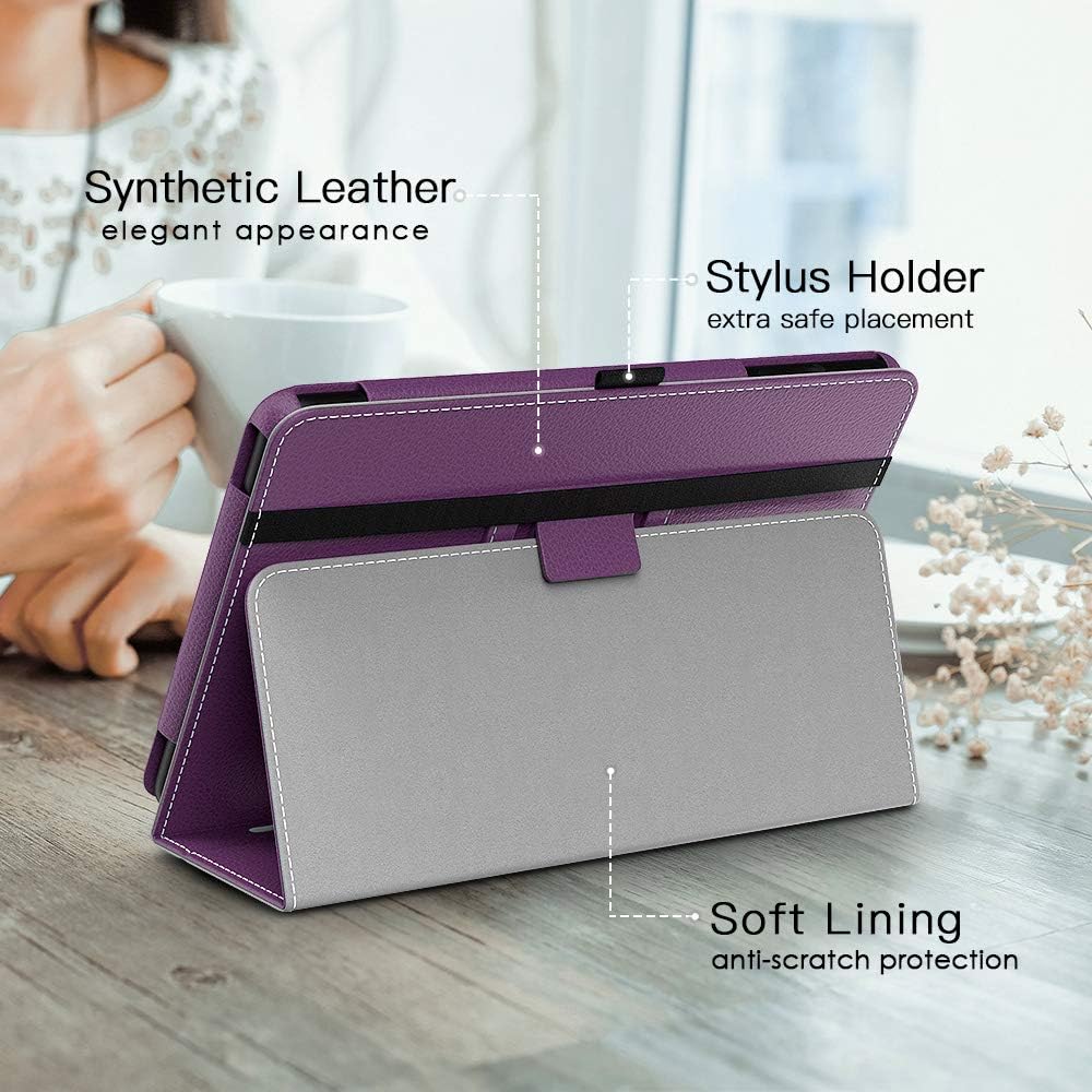 Dadanism Case for All-New Kin dle Fi re HD 8 Tablet(10th Generation 2020 Release) & Fire HD 8 Plus, Premium PU Leather Lightweight Slim Smart Stand Cover with Auto Wake/Sleep - Purple