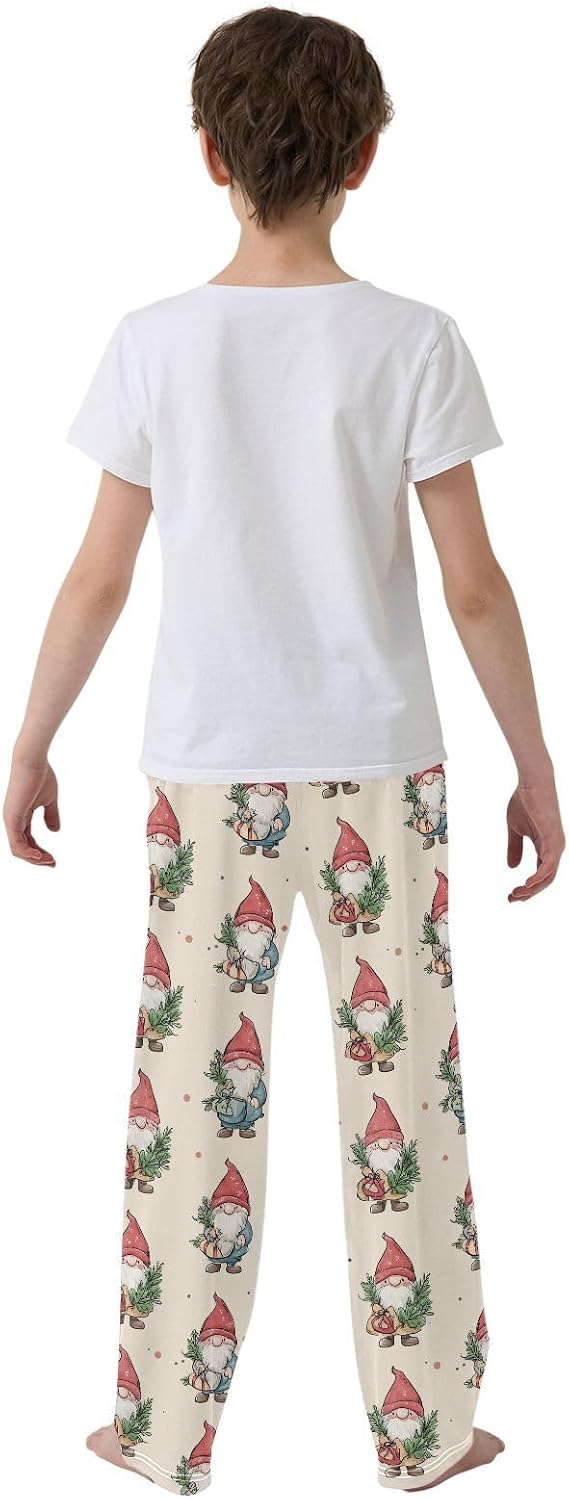 visesunny Boys' Pants Cute Gnomes Christmas Trees Jogger Pants Elastic Waist Long Bottoms Trousers with Pockets S-XL