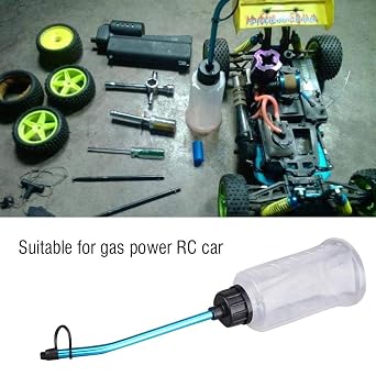 250ml RC Fuel Oil Filler Bottle, Universal RC Oil Bottle Gas Refuel Pot with Dust Cap Refueling Tool Fit HSP HPI Tamiyas Traxxas Nitro RC Cars, Aluminum Nozzle; Anti-Spill