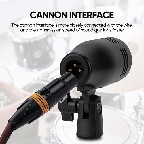 Miniatura 5 de W IN-MIX Kit de micrófono de batería dinámico con cable de 7 piezas (metal completo) - Micrófono de Kick Bass, TomSnare y platillos para batería,