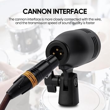 W IN-MIX 7 Piece Wired Dynamic Drum Mic Kit (Whole Metal)- Kick Bass, Tom/Snare & Cymbals Microphone Use for Drums, Vocal, Other Instrument Complete with Thread Clip, Mics Holder