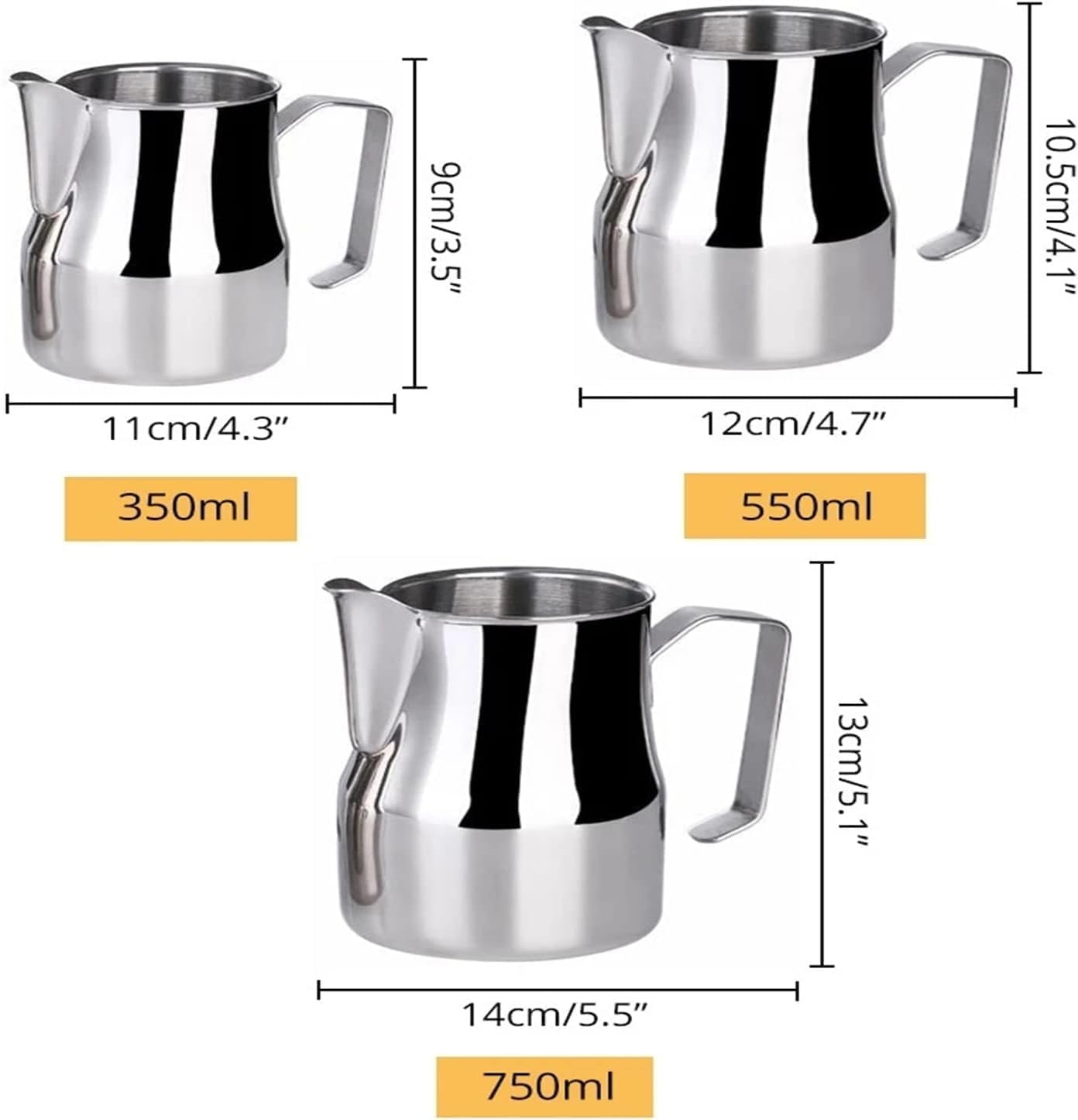 Dzbanek do spieniania mleka do tworzenia sztuki kawy i pianki, konstrukcja ze stali nierdzewnej, idealny do espresso i latte