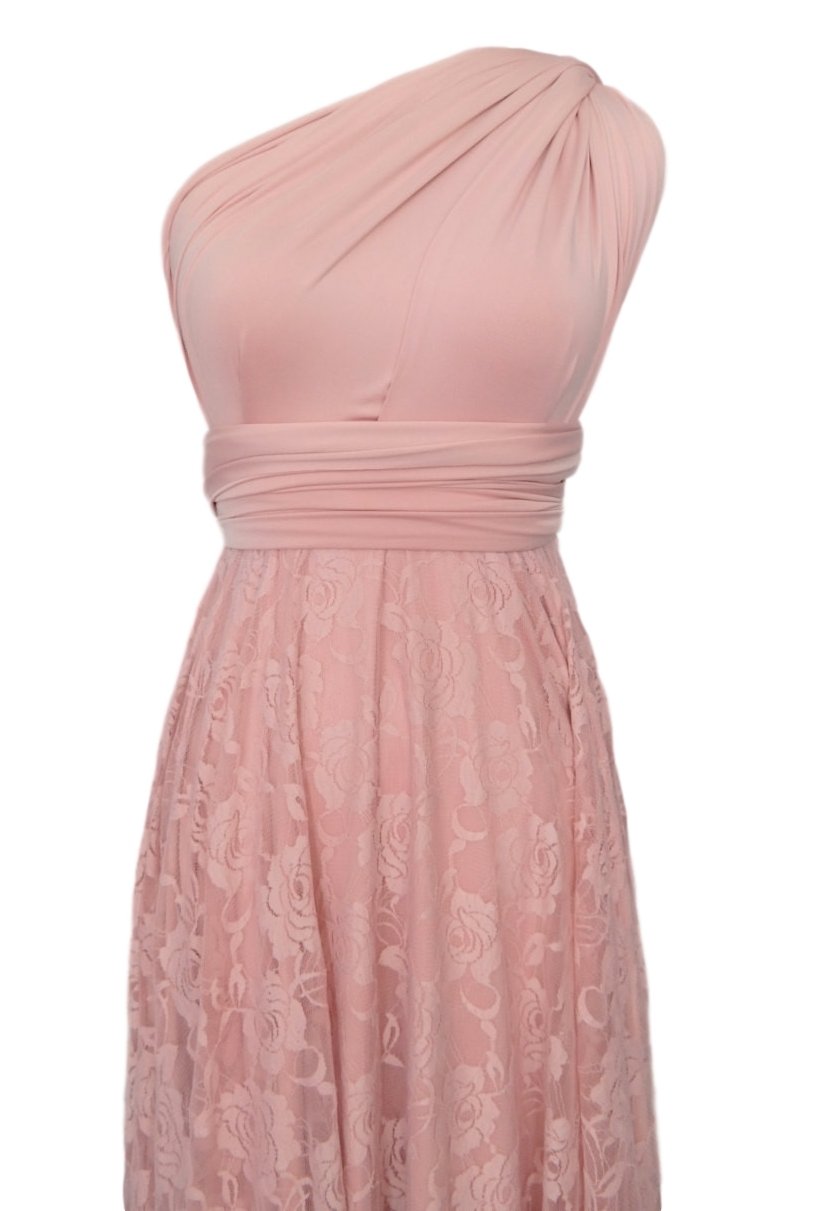 chinese dress ladies Maxi Length Lavender Pink Bridesmaid Dress with Twist and Wrap Multiway Top main image 0