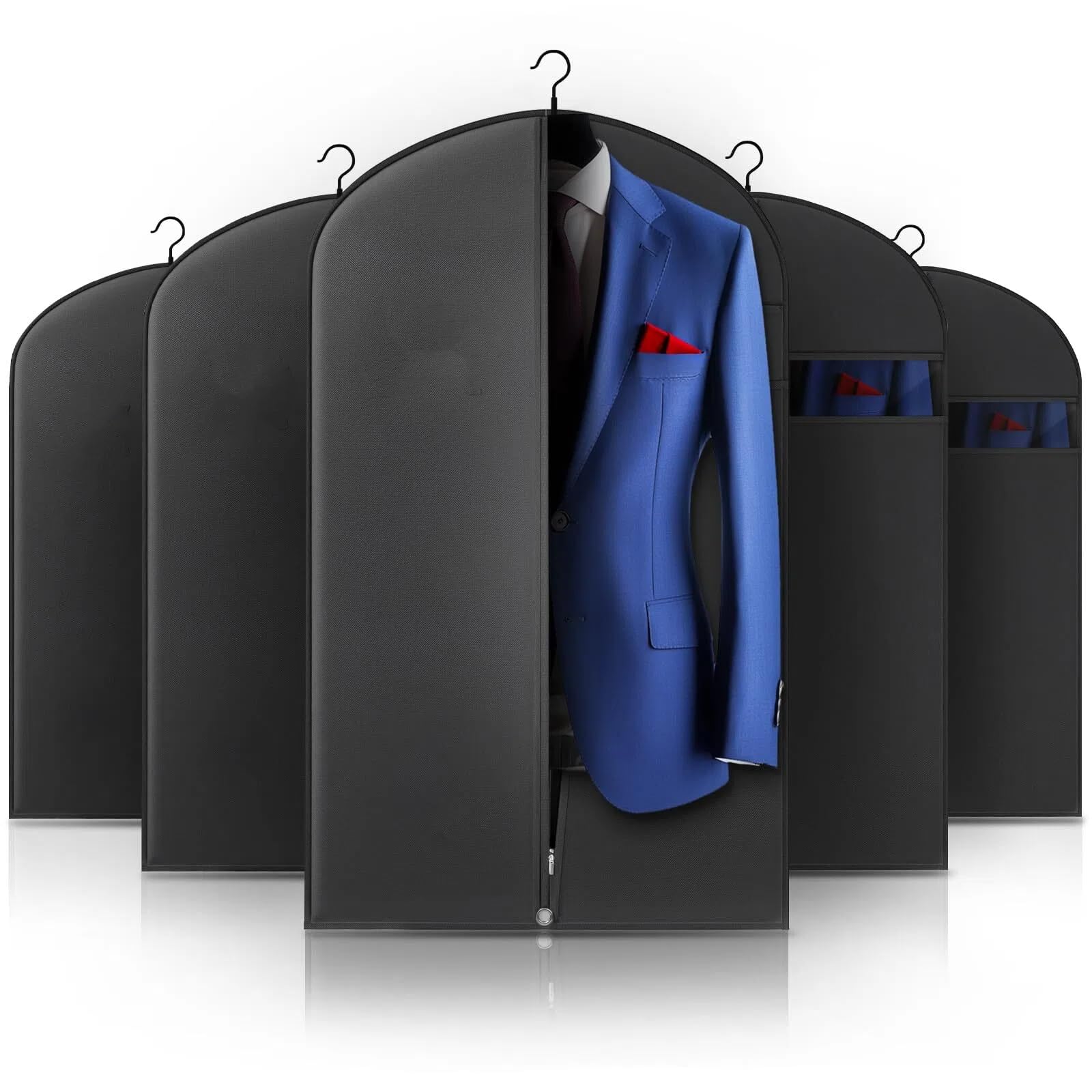 Fundas Ropa Cubierta impermeable a prueba de polvo for ropa, protector vestido traje abrigo, portatrajes colgantes Fundas Ropa Armario Colgar(60x80cm,6PC)
