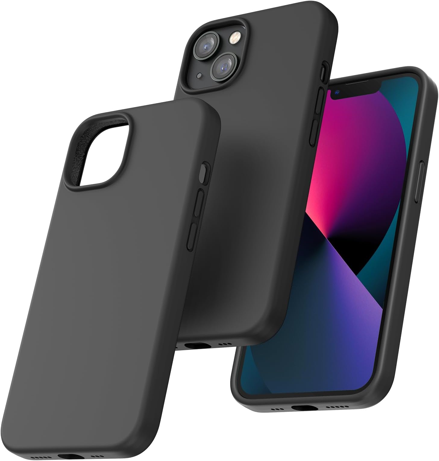 TOCOL for iPhone 13 Case, Slim Silicone Case for iPhone 13 6.1 Inch, Precise Fit, Anti-Slip, Drop Protection, Black-Magsafe