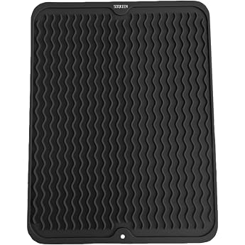 Dish Drying Mat Silicone 40 x 30 cm Heat Resistant Black