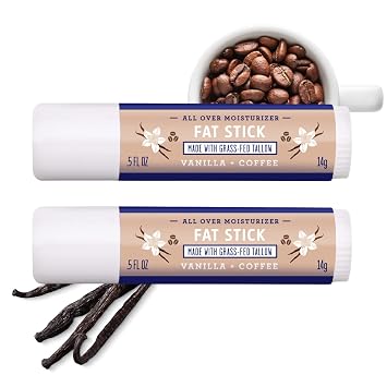 FATCO Fat Stick and All Purpose Moisturizing Stick for Dry Areas on your Face, Lips, and Body - Vanilla + Coffee 2-Pack