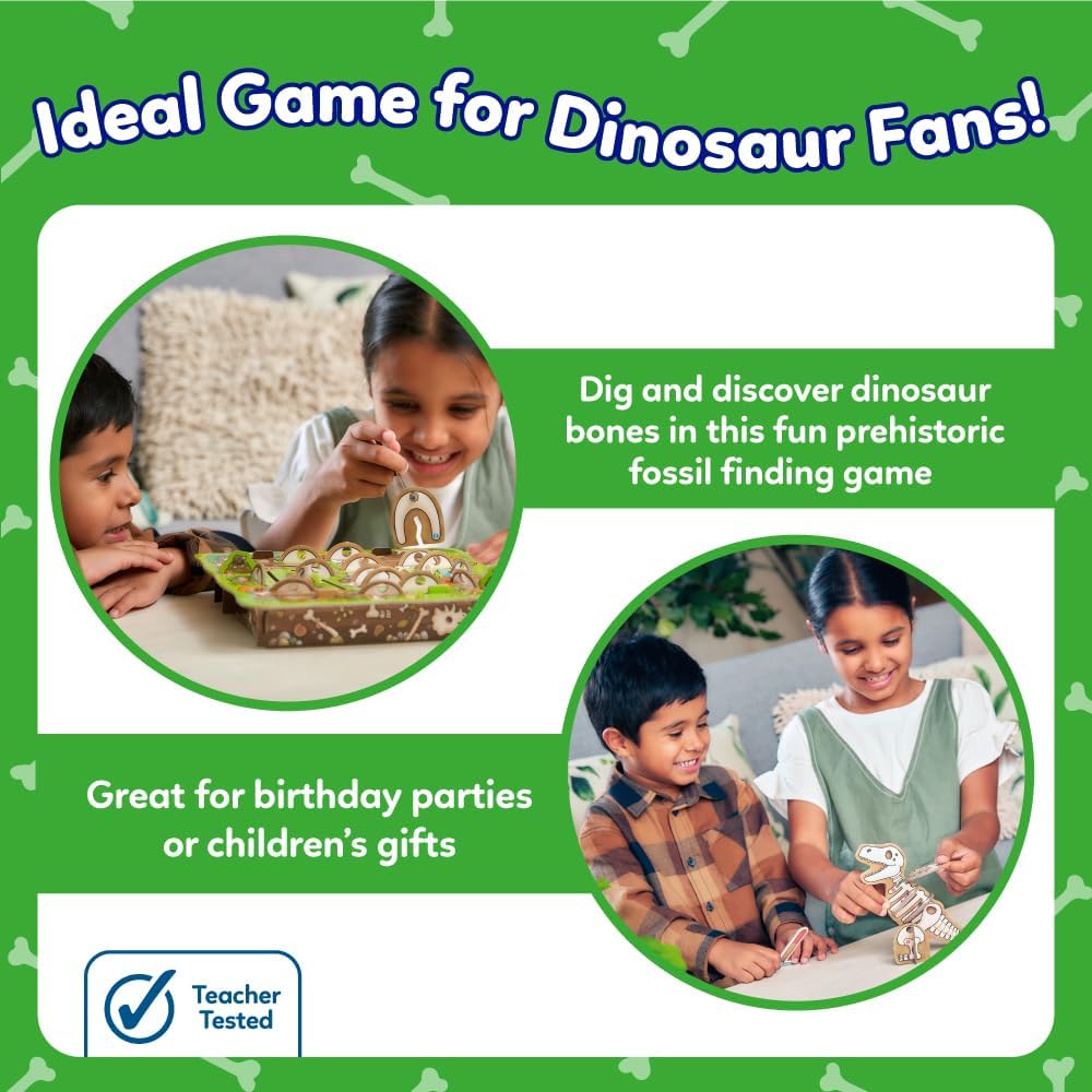 Orchard Toys Dinosaur Dig Game - Matching and Memory Board Games for 4 Year Olds - Educational Dinosaur Toys for Boys and Girls - Build a 3D Dino - For Kids Age 4-8 - 2-4 Players