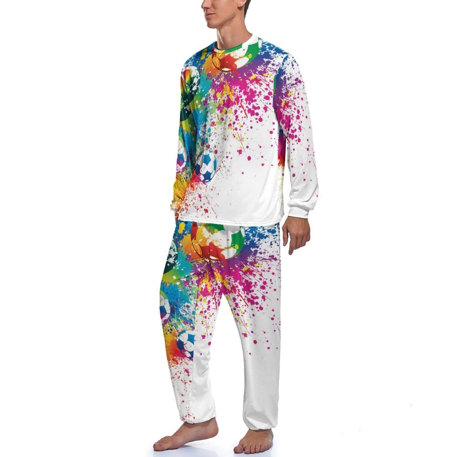 Conjunto de pijama para hombre con estampado de camuflaje verde, ropa de dormir de manga larga y pantalones