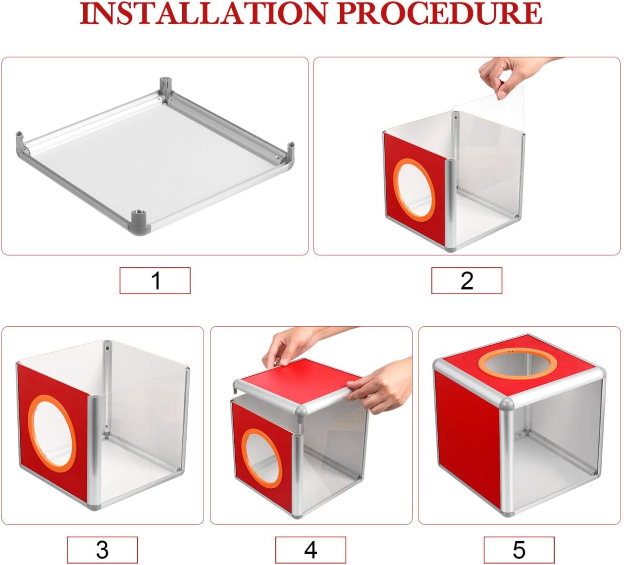Happyyami Box Square Raffle Ball Game Box Multifunctional Storage Ticket Box Card Bonus Draw Box for Business Annual Meeting Fundraising Supplies 20x20x20cm