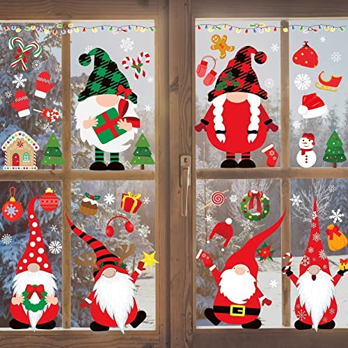 Joy Bang Christmas Gnome Window Clings Christmas Window Clings Gnome Christmas Decorations for Window 8 Sheets Christmas Window Stickers Christmas Window Decals for Glass Windows
