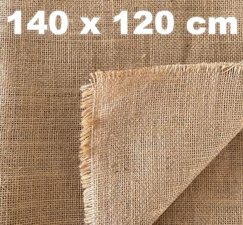 IPEA Jute Gewebe Jutestoff – 140 x 120 cm - Hergestellt in Italien – Stoff aus Naturfasern – Jute-Zuschnitt - Stoff für Polster Dekorationen Accessoires Parteien DIY – Natürliche Farbe Tela in Juta