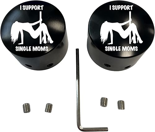 I Support Single Moms - Cubiertas para tuercas de eje delantero, color negro, compatible con Harley Davidson Touring Road King Road Glide Street