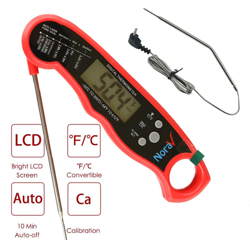 Termómetro digital de doble sonda para carne, dispositivo de cocina de lectura instantánea para dulces, parrilla, barbacoa, LCD grande, cocina en interiores y exteriores, regalo único para hombres