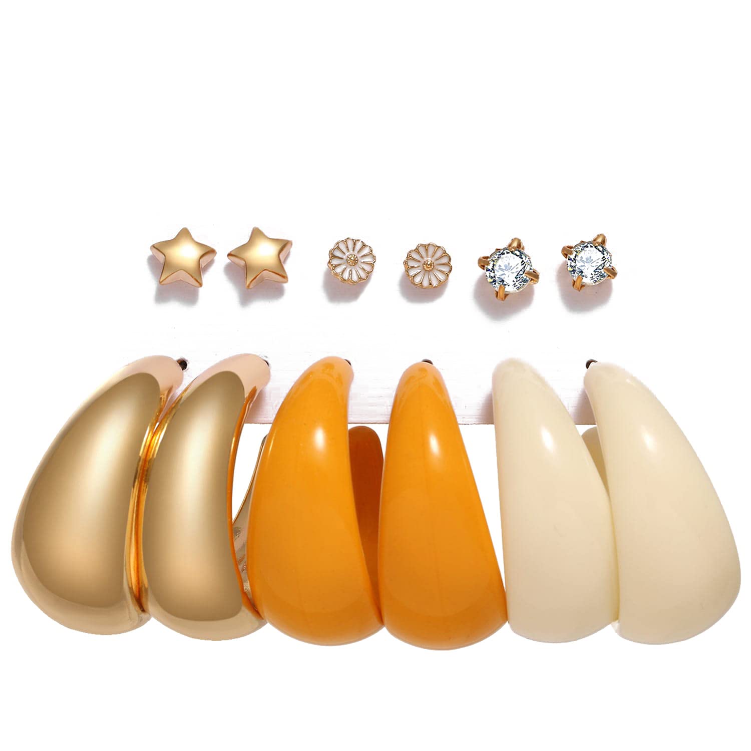 Jewellery Combo of 6 Gold Plated Earrings for Girls and Women (Multi-Color) (YBEAR_32937), Medium