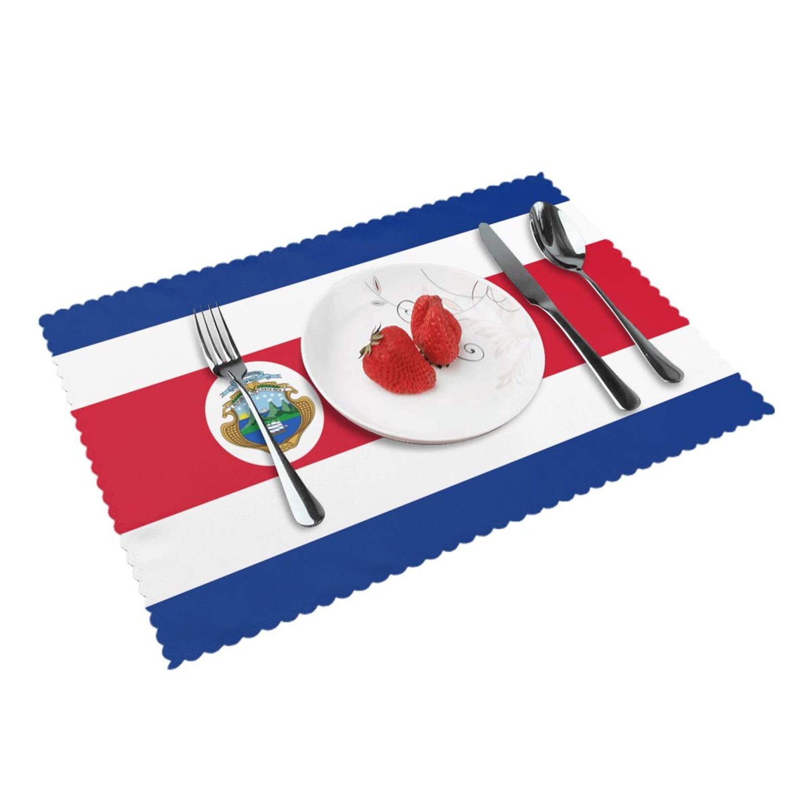 Bnvsadc Costa Rica Flag 4 Pcs Heat Resistant Placemat 45X30 Cm, Printed Non-Slip Place Mats For Kitchen Dining Table Indoor Outdoor