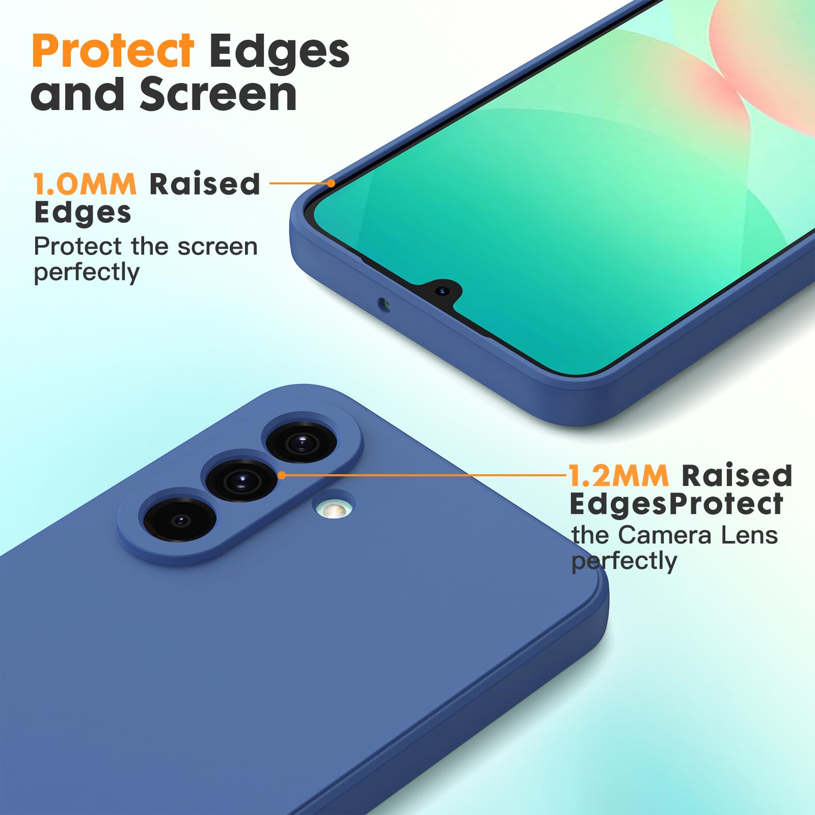 Byvuwiay Cover per Samsung Galaxy A26 5G con 2 Vetro Temperato Pellicola Protettiva, Custodia in TPU Ultra Sottile Antiurto Anti-Scratch Case, Blu