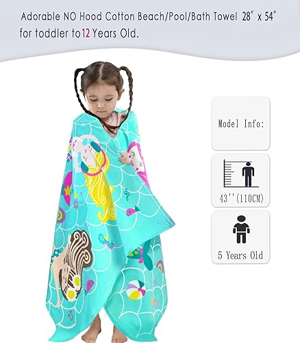 Miniatura 10 de Toalla de baño para niños piscina playa para niños pequeños de gran tamaño 30 x 60 pulgadas cubierta de baño de algodón suave y absorbente tema de
