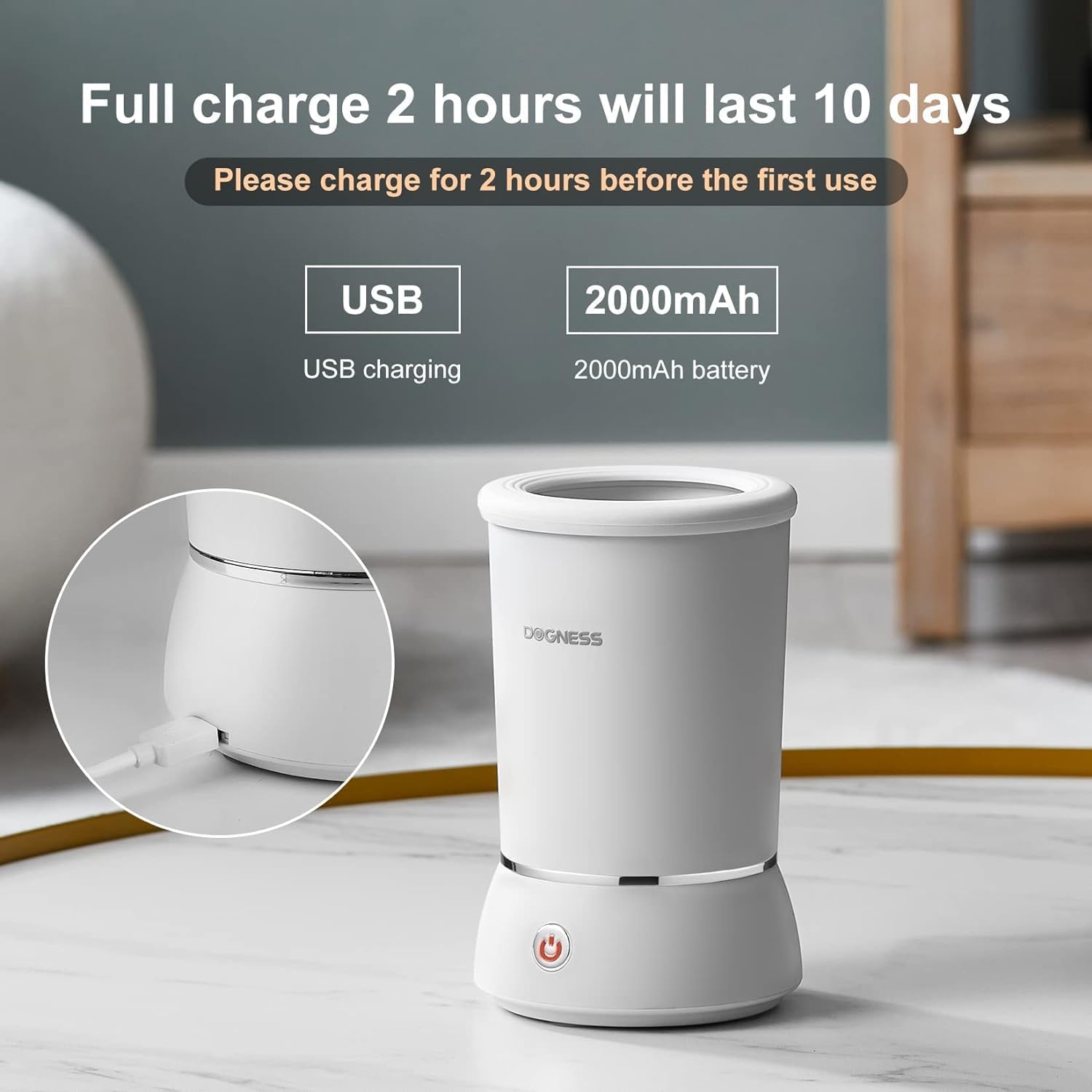 DOGNESS Nettoyeur automatique de pattes pour chien | Recharge USB, Rotation 360° | Efficacité et Douceur - Description