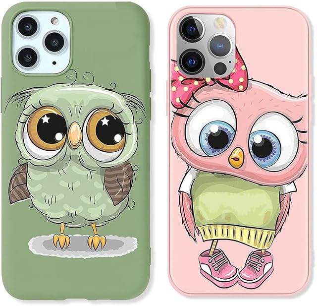 ZhuoFan [2 sztuki] etui na telefon komórkowy Apple iPhone 13 Pro, ultra cienkie, miękkie, silikonowe, etui ochronne, odporne na uderzenia i zarysowania, ze wzorem ślicznym wzorem, etui kompatybilne z iPhone 13 Pro 6,1 cala, sowa