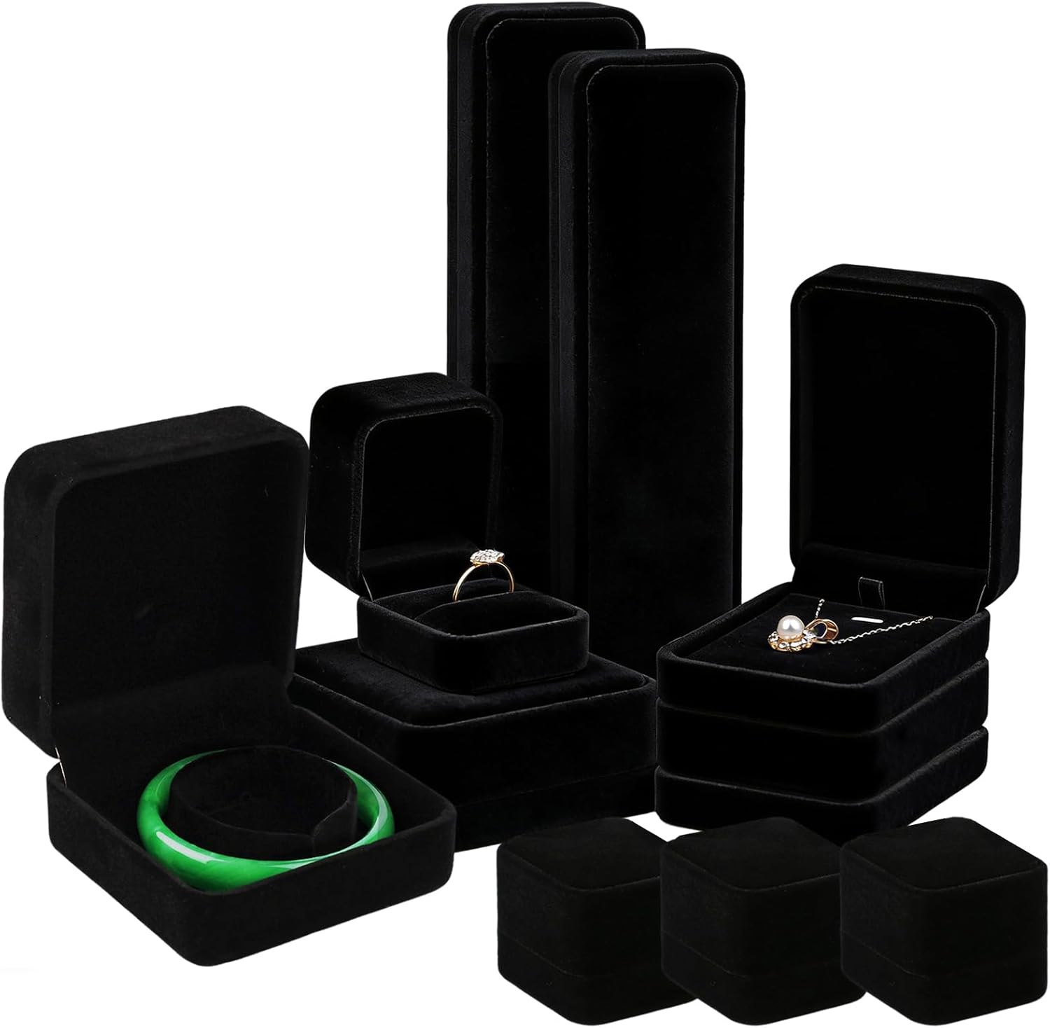 10 Pack Velvet Jewelry Gift Boxes for Bracelet Necklace Pendant Ring Earring Display Case Jewelry Box Storage Organizer Holder for Wedding