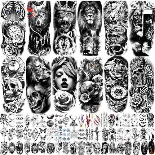 Vagilelf 50 Dark Fantasy Demon Mark Temporary Tattoos, 2 Sheets Mystic Rune Symbol Makeup Stickers for Halloween, Cosplay, Parties, Festivals and Photo Shoots 2 Pack