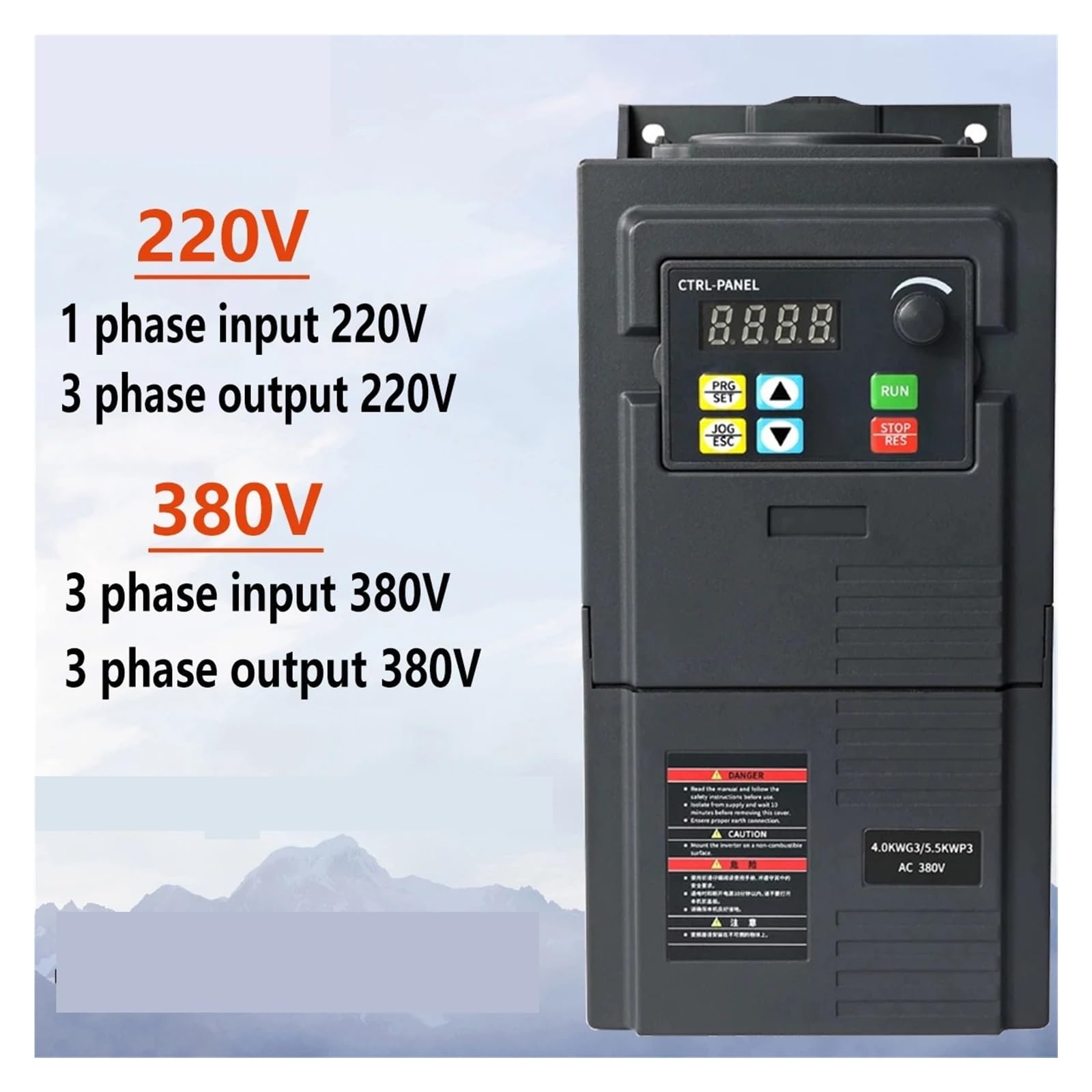 VFD With Cable 0.75/1.5/2.2/3/5.5/7.5KW 220/V 380V Variable Frequency Drive Converter 1phase 3phases Motor Speed Controller(0.75KW,3ph220V-3ph220V)