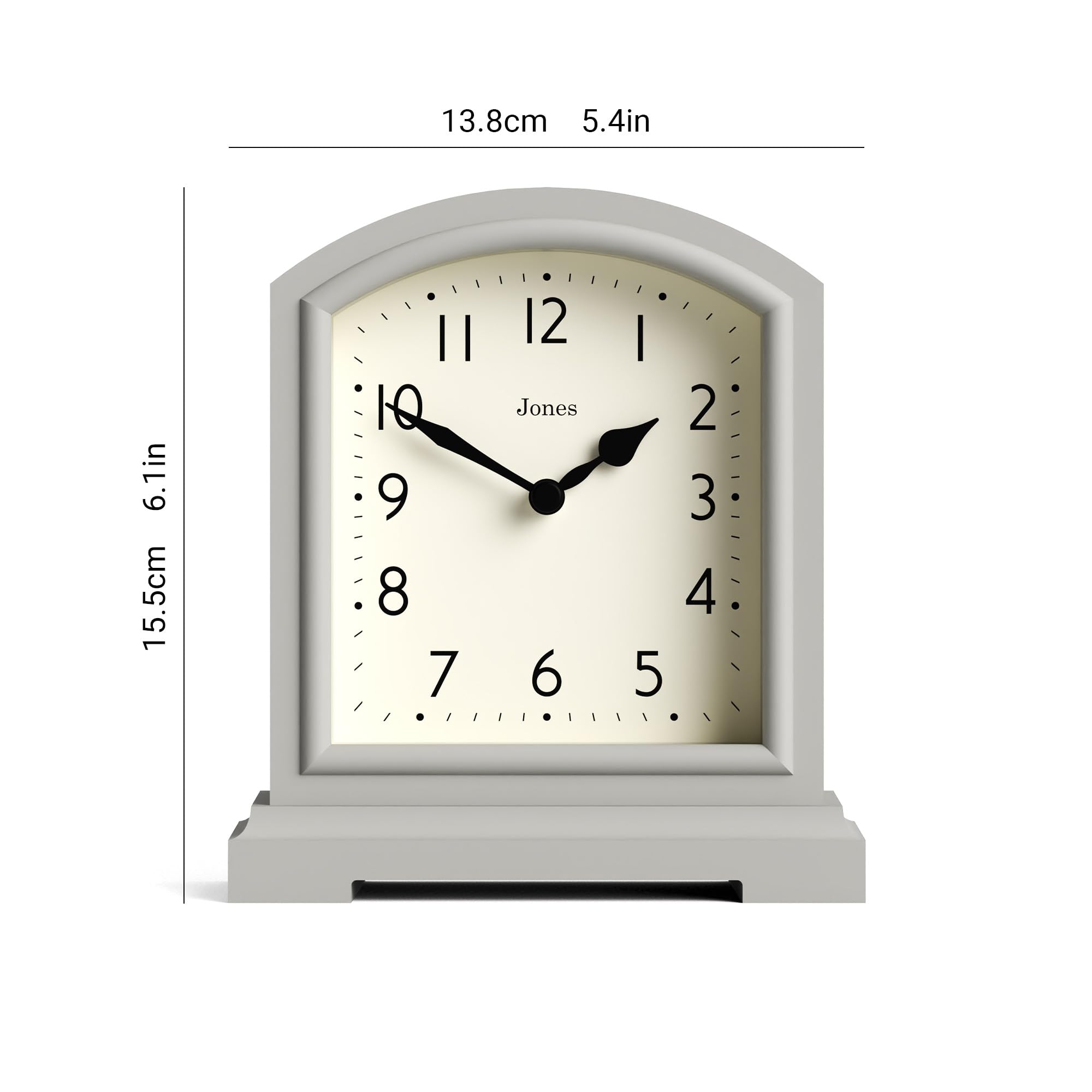 Jones Clocks® Tavern mantel clock, Light Grey, 15.5 x 14 x 6 cm - Image 3