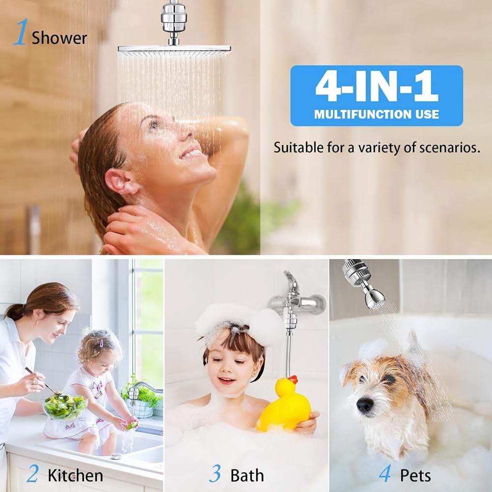 20-Stufiger Duschfilter-Ersatzfilter, Nachfüllkartusche für Duschkopffilter Zur Reinigung Von Hartem Wasser und Zur Chlorentfernung, 6er-Pack