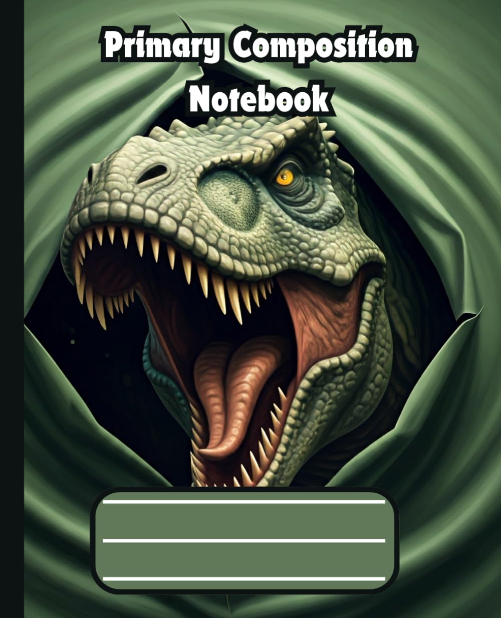 T-REX Primary Composition Notebook: Dotted Midline Story Journal with Drawing Space for Kids Grades K-2